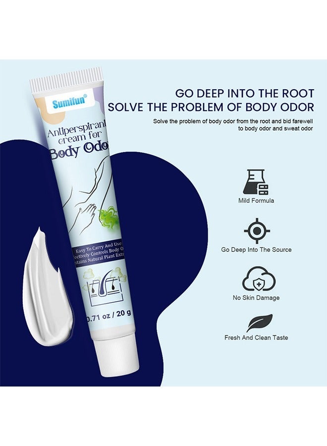 سوميفون كريم مضاد للتعرق لرائحة الجسم - إزالة تحت الإبط مضاد للتعرق ومزيل العرق خفيف طويل الأمد للماء عرق البشرة ودية الطازجة فعالة رائحة تحت الإبط كريم للتخلص من رائحة الجسم 20g - Image 2